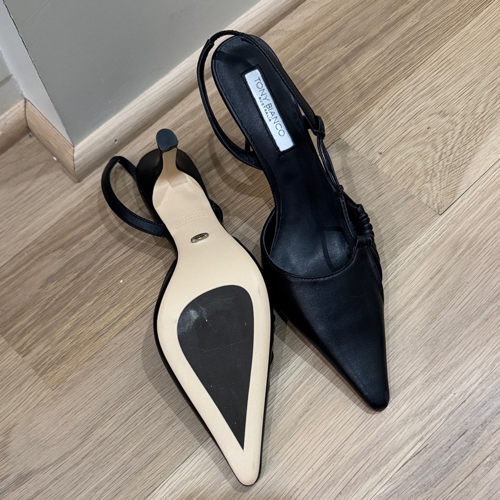 Tony Bianco Sleek Black Slingback Heels - Picture 3 of 3